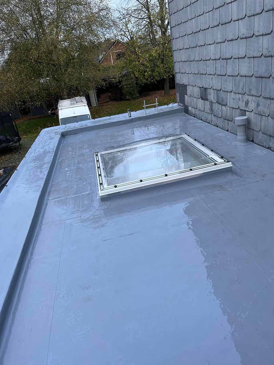 Toiture plate plateforme EPDM et roofing Bernissart